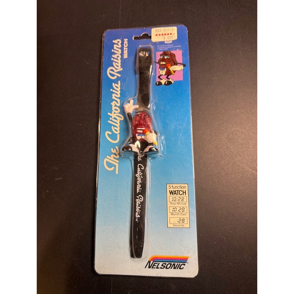 Vintage 1988 California Raisins Nelsonic Digital Watch NEWโ Sealed Card CalRab